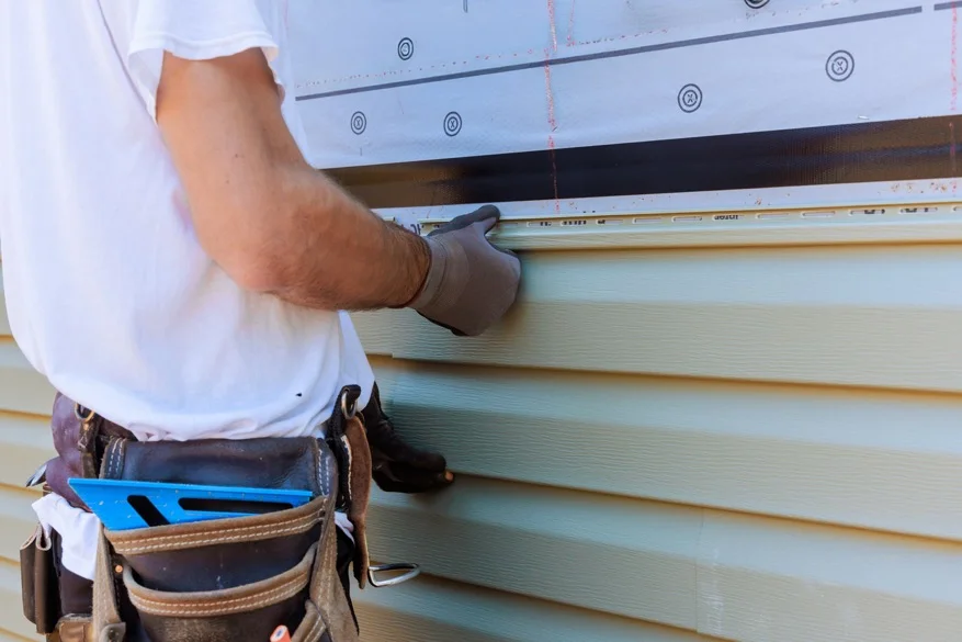 Contractor installing new siding