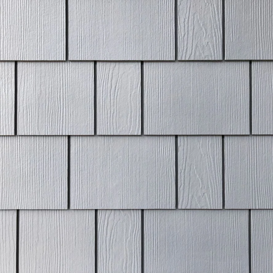 gray fiber cement siding close up