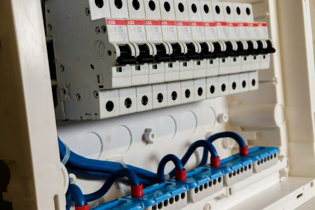 Circuit breakers in a home electrical panel