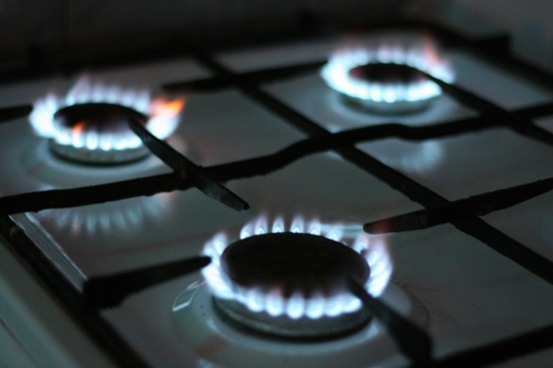 Blue natural gas flames